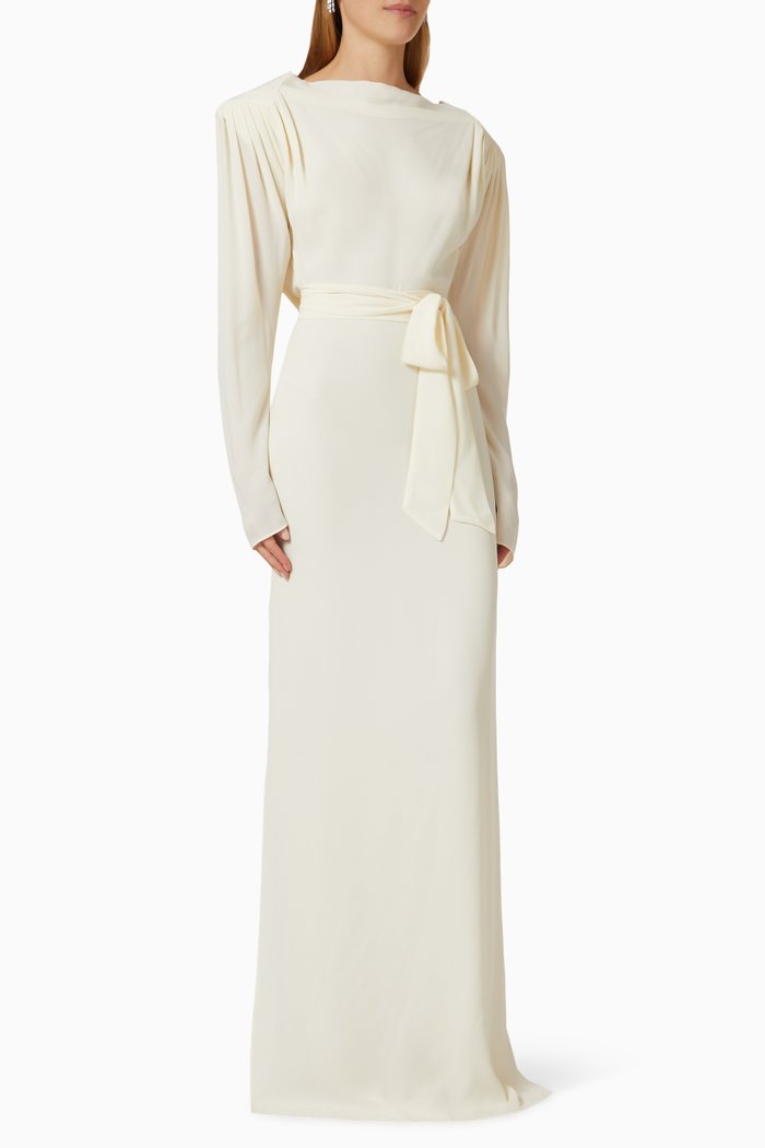 

Cowl Back Gown in Silk-crepe, White