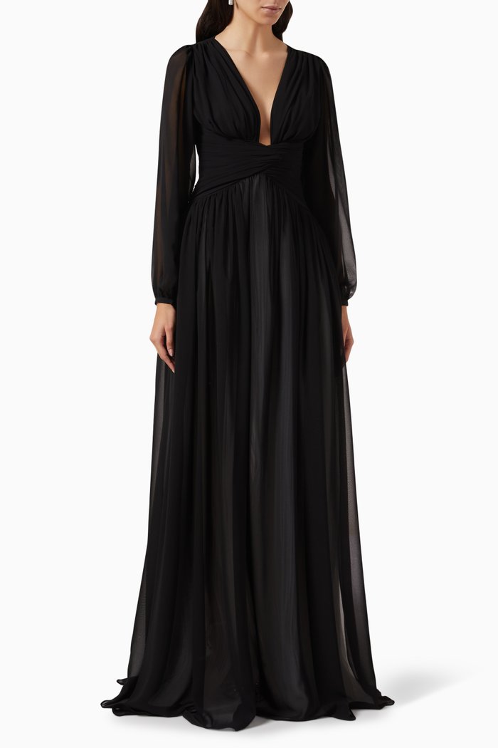 

Two-Tone Gown in Chiffon, Black