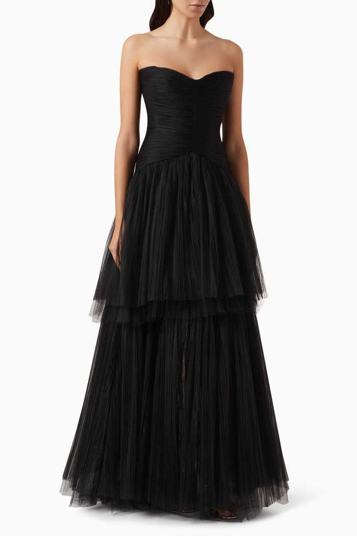 

Strapless Gown in Tulle, Black
