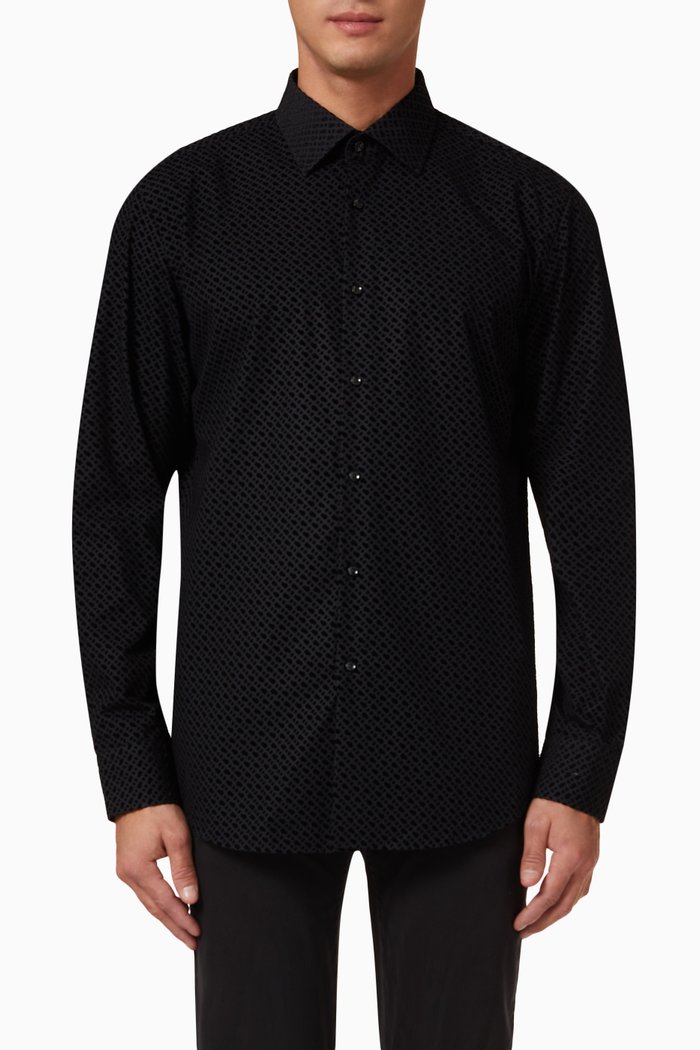 

Hank Slim-fit Shirt in Jacquard Cotton, Black