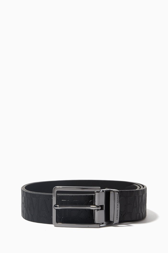 

AX Monogram Belt in Faux Leather, Black