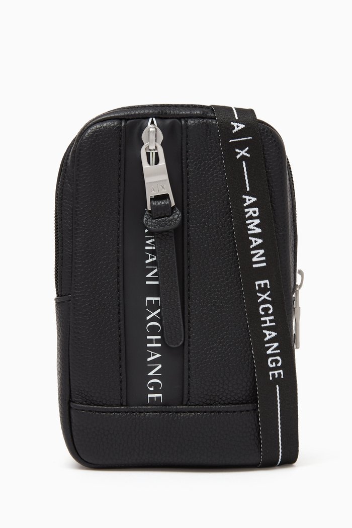 

AE Logo Tape Tech Case in Faux Leather, Black