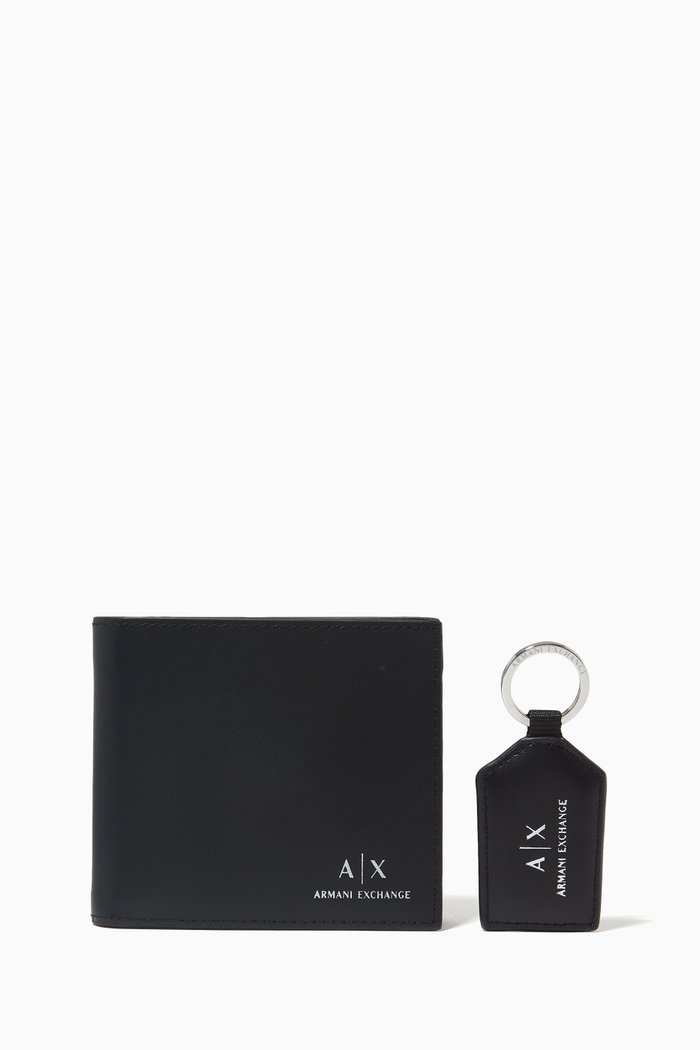 

AX Wallet & Keyring Set in Eco Leather, Black