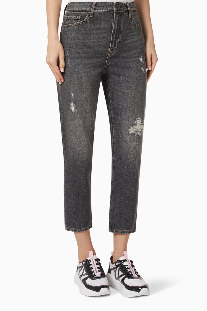 

J16 High-waisted Boyfriend Cropped Jeans in Denim, Grey