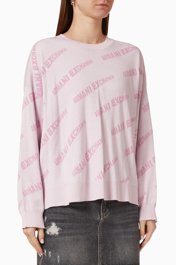

All-over Logo Password Print Knitwear, Pink