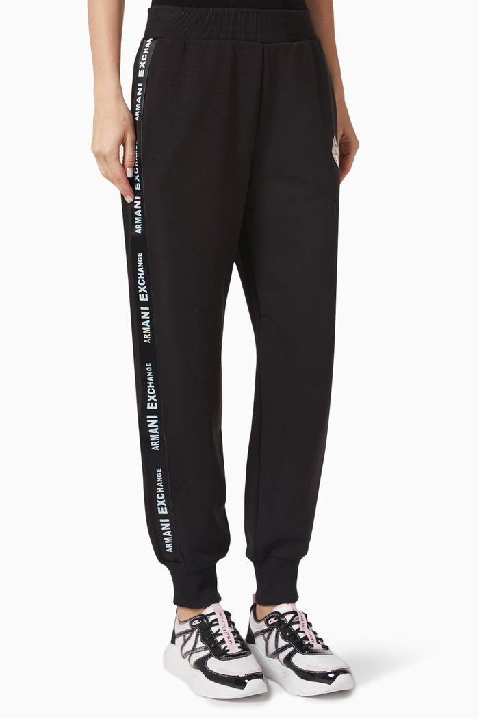 AX Password Logo Tape Sweatpants in Cotton, Black