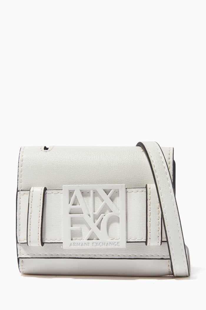 

Mini AX Buckle Crossbody Bag in Leather, White