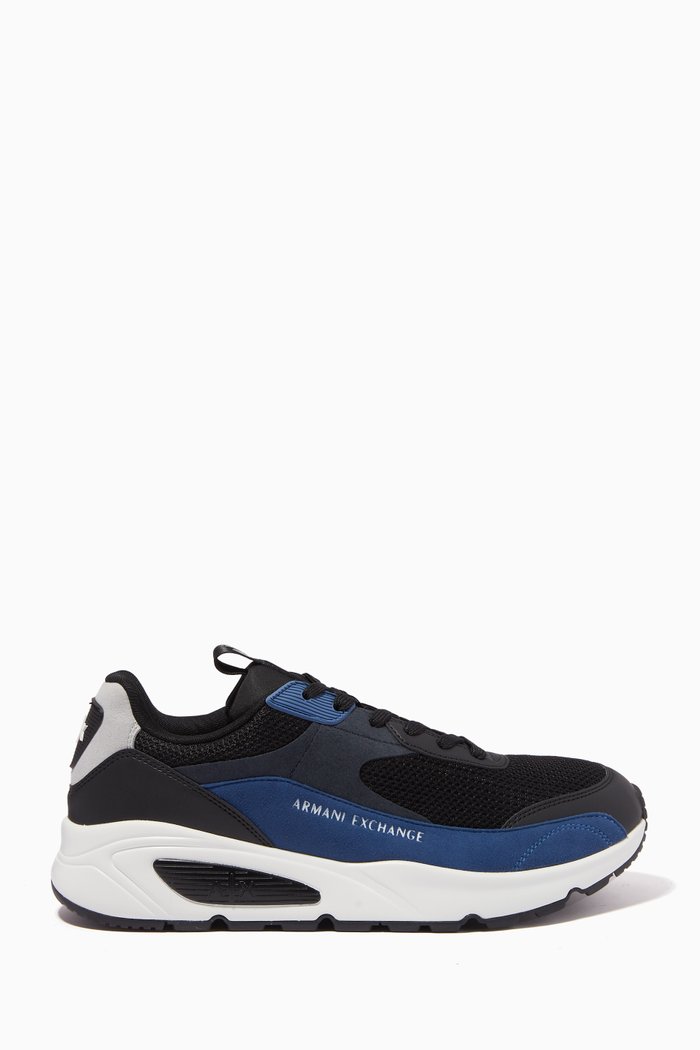 

Logo Lettering Sneakers in Mesh Fabric, Black