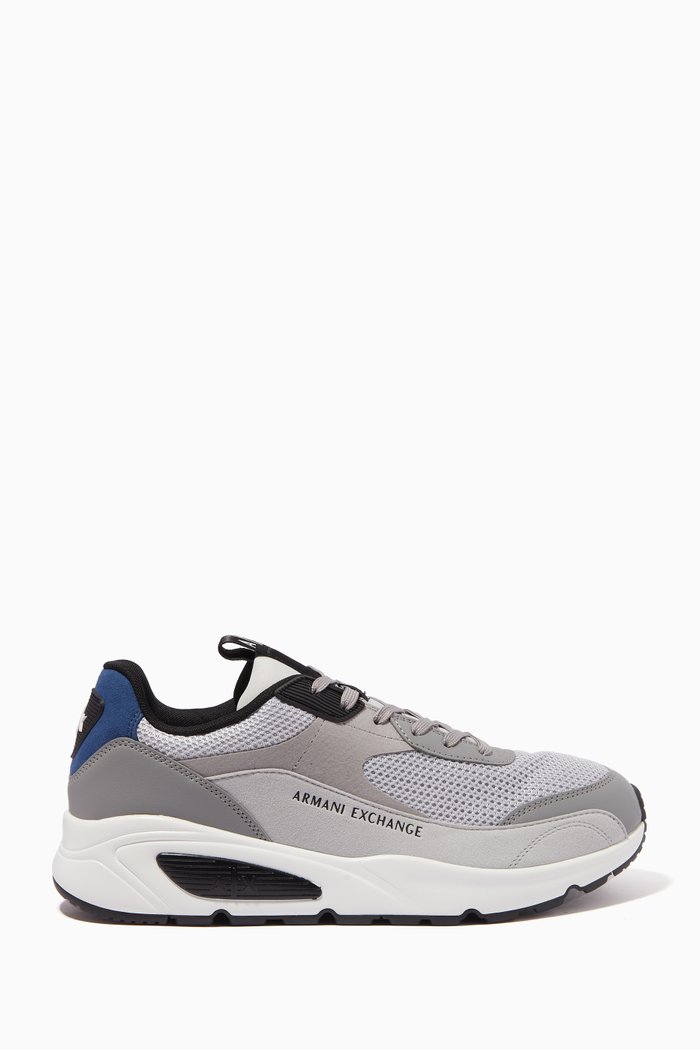 

Logo Lettering Sneakers in Mesh Fabric, Grey