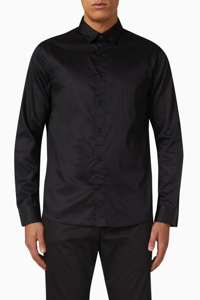 

Formal Shirt in Cotton Poplin, Black