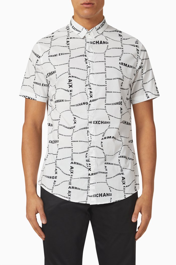 

All-over Optical Logo Shirt in Cotton, White