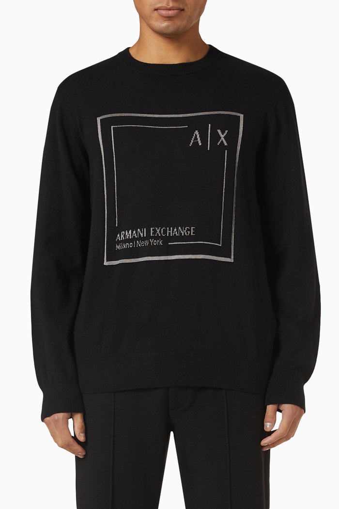 

Logo Sweater in Cotton Blend, Black