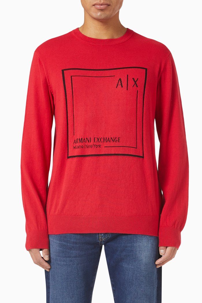 Logo Sweater in Cotton Blend, Red