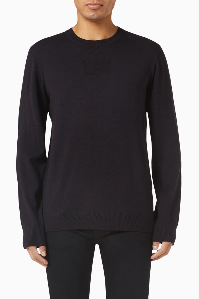 

Embossed Logo Sweater in Knit, Blue