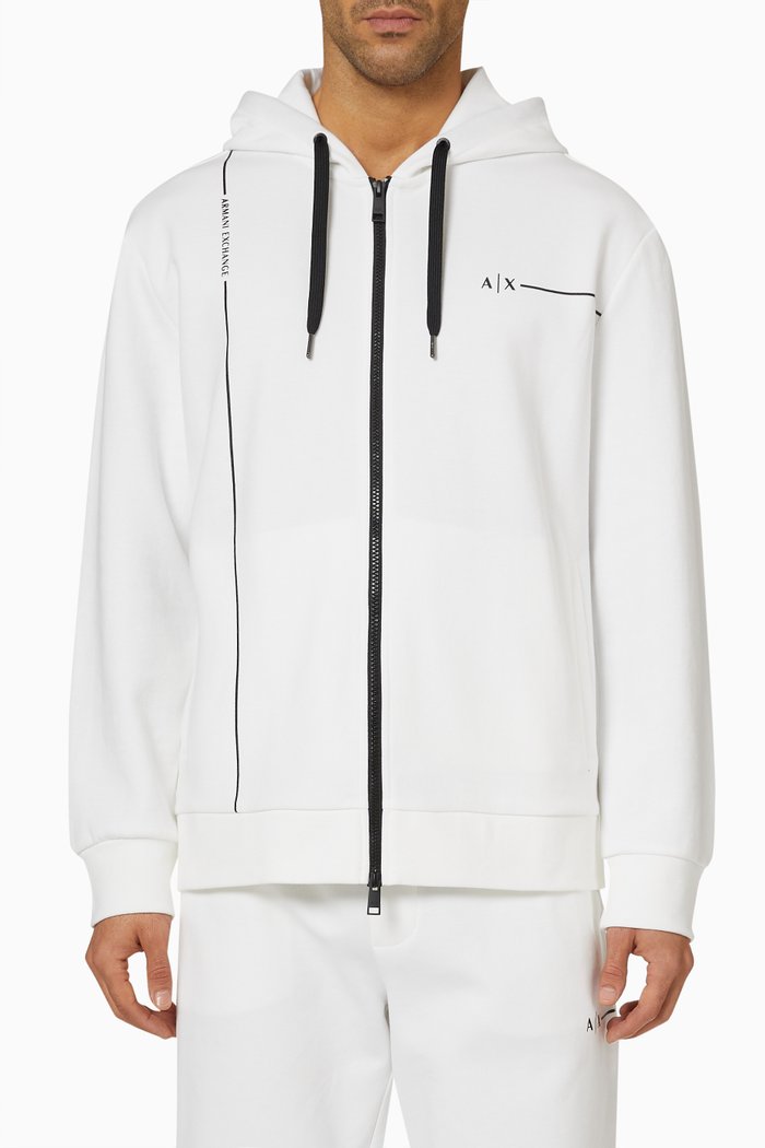 Logo Hoodie in Fleece, White
