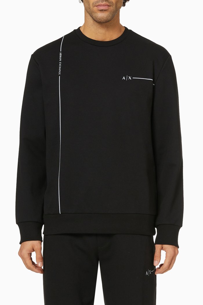 

Logo Lines Sweatshirt in Fleece, Black