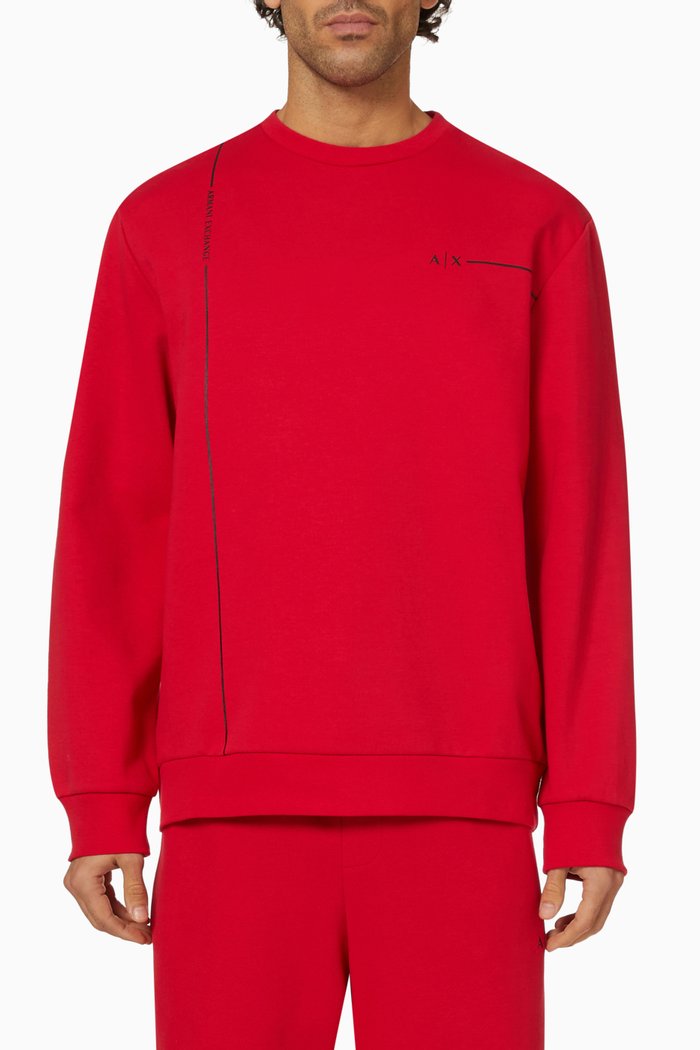 Logo Lines Sweatshirt in Fleece, Red