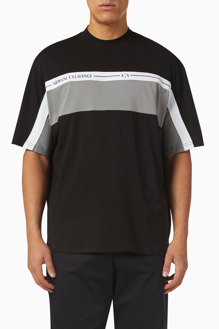 

Logo Tape T-shirt in Cotton Jersey, Black