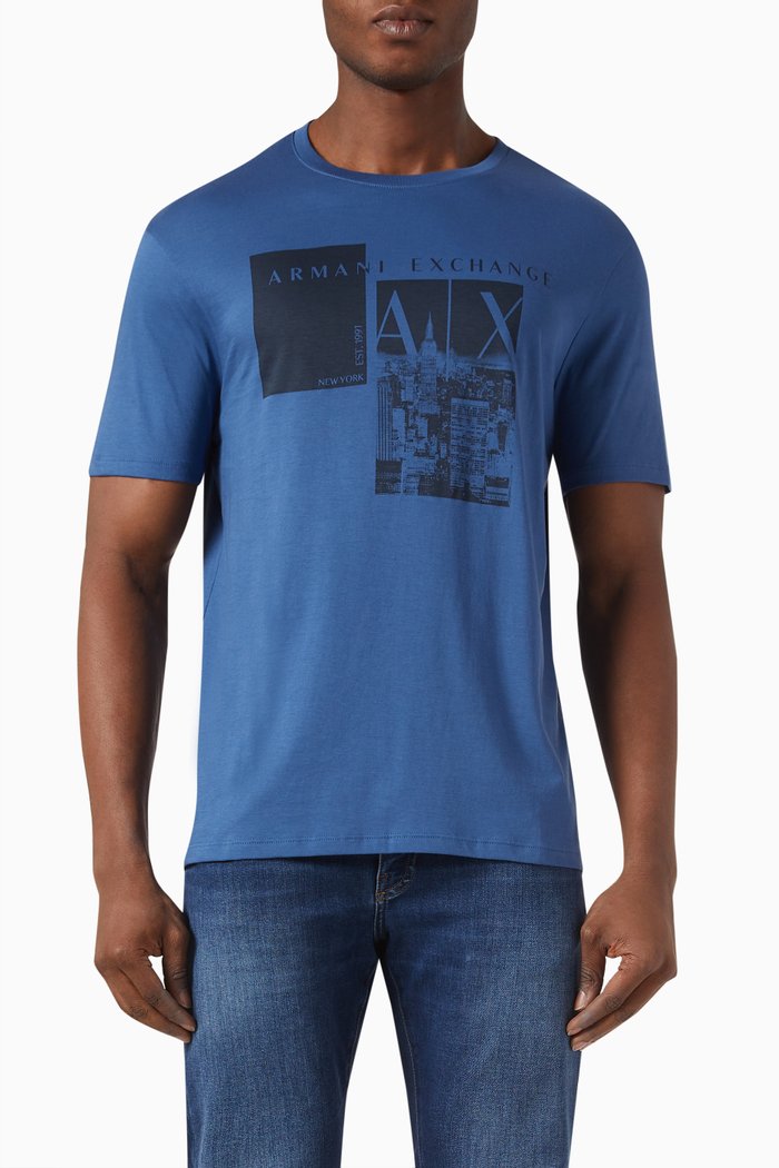 Logo T-shirt in Cotton Jersey, Blue