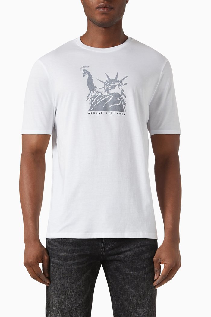 

Graphic Print T-shirt in Cotton Jersey, White