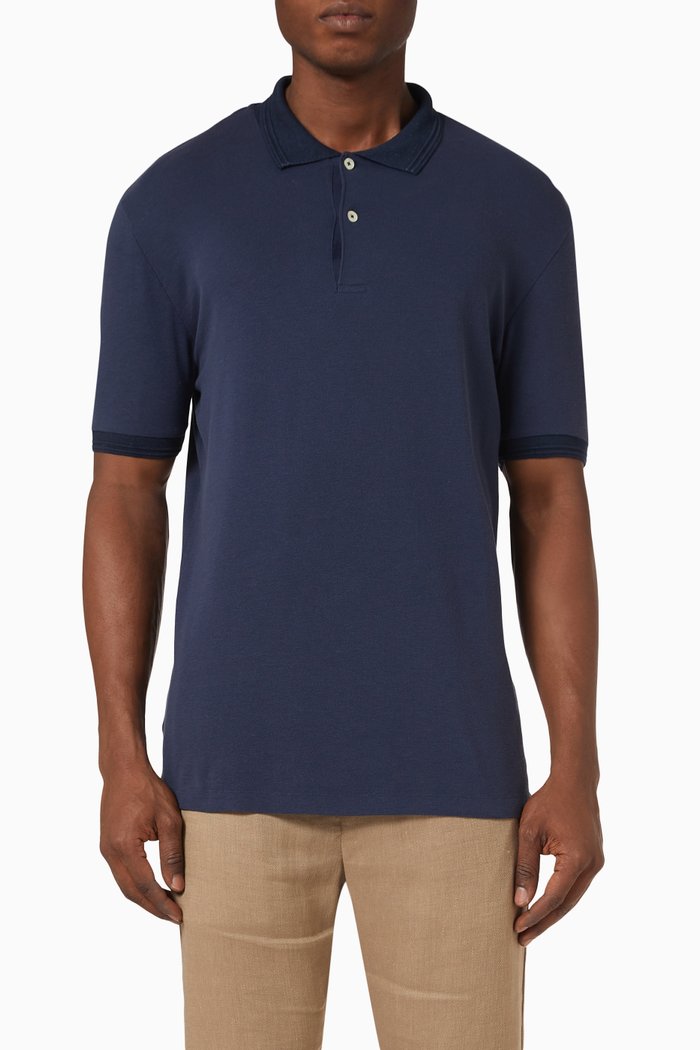

Dias Polo Shirt in Cotton Piqué, Blue