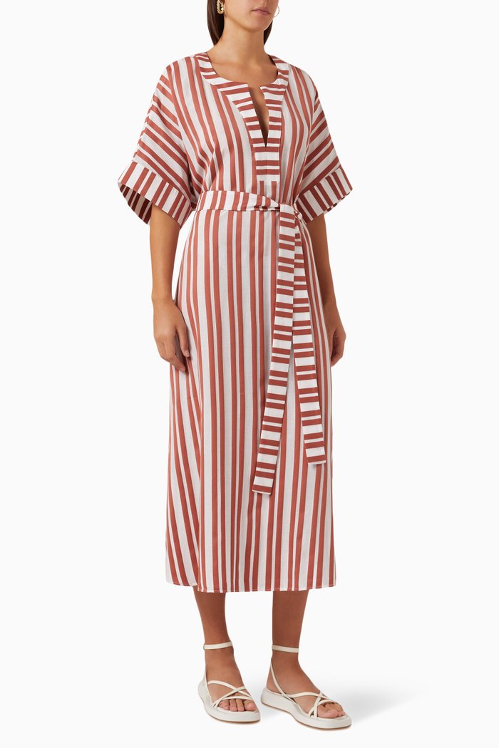 

Bamboleo Striped Kaftan in Cotton-jacquard, Brown