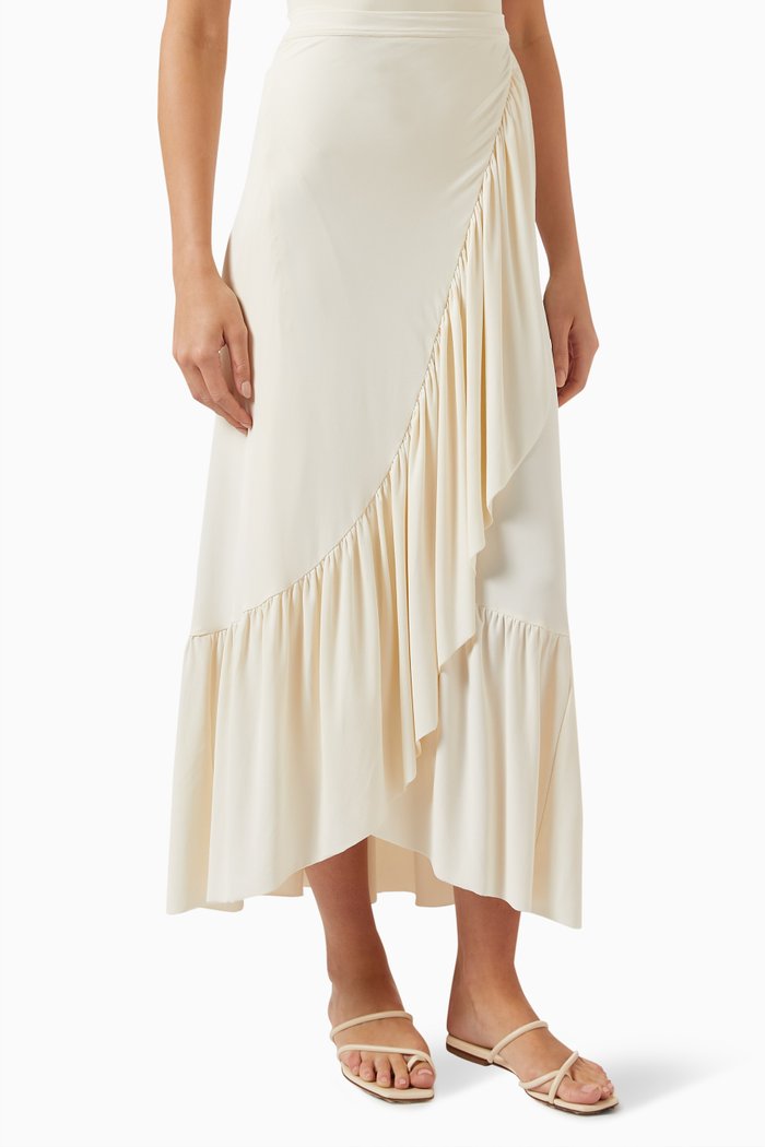 

Julia Ruffled Sarong in Stretch-jersey, White