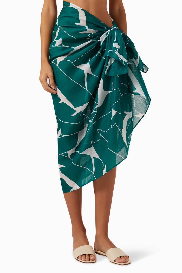 

Daniela Sarong Midi Skirt in Ramie, Green