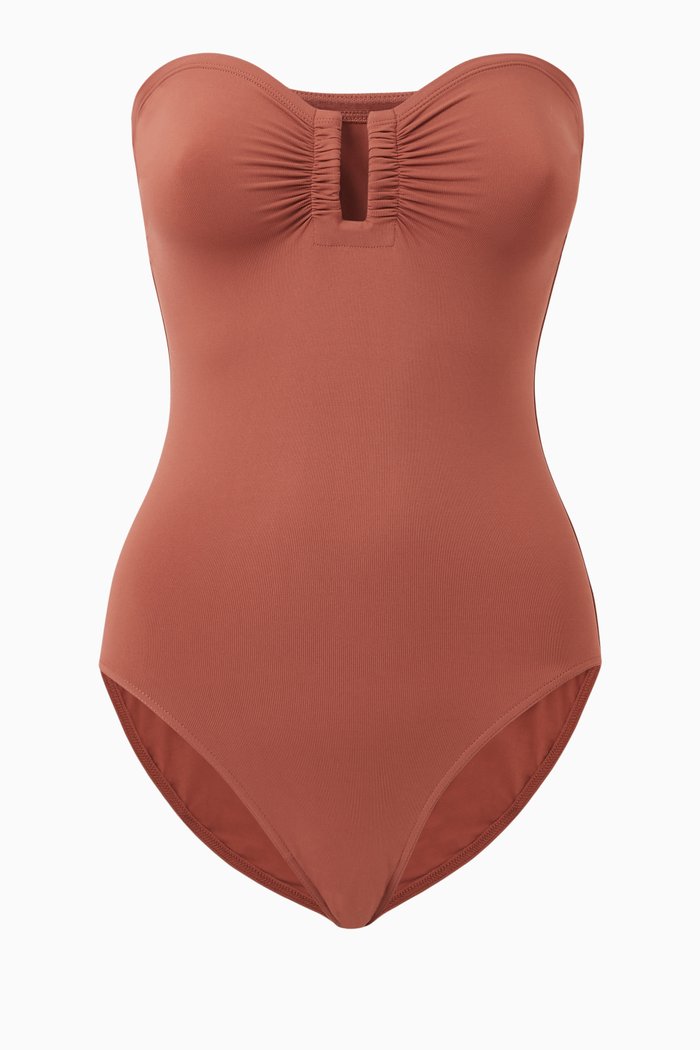 Cassiopée Bustier One-piece Swimsuit, Brown