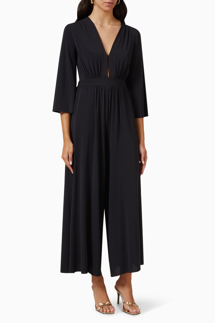 

Aretha V-neckline Jumpsuit in Jersey, Black