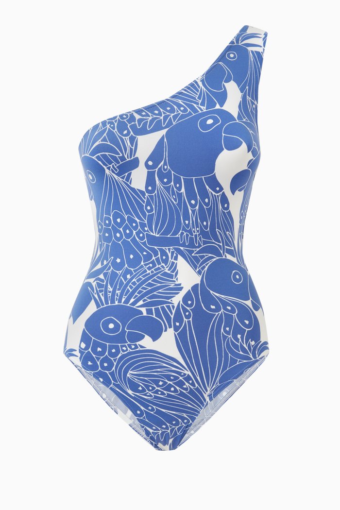 

Manolo One-shoulder One-piece Swimsuit, Blue