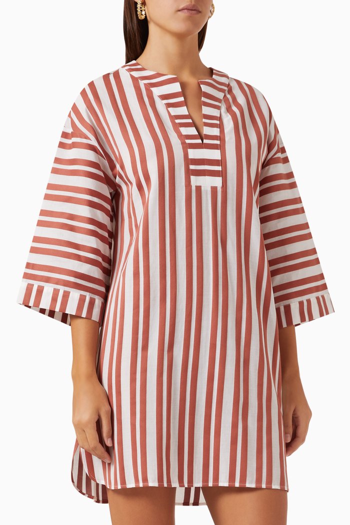 

Amor Tunic Mini Dress in Cotton-jacquard, Brown