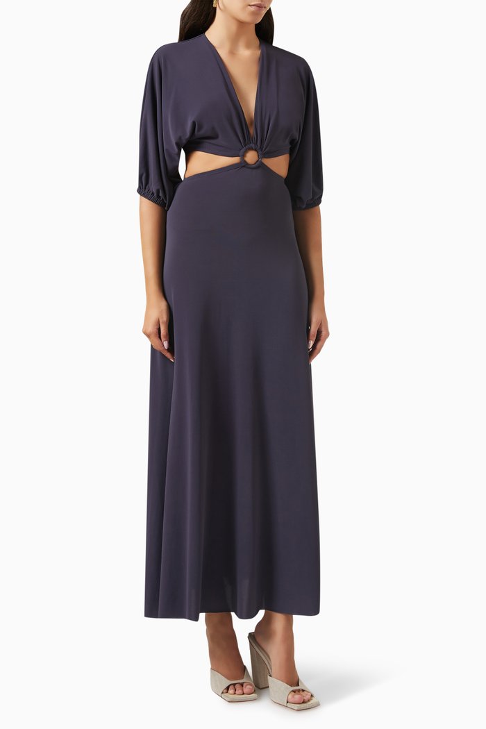

Carmen Cut-out Dress in Jersey, Blue