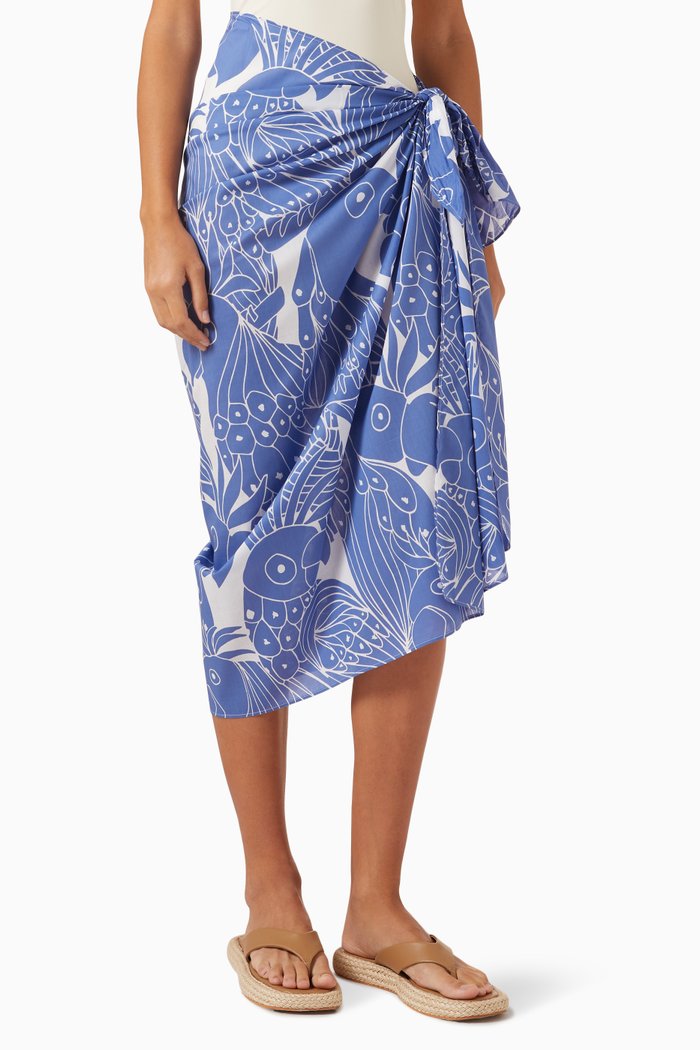 Daniela Sarong in Cotton, Blue