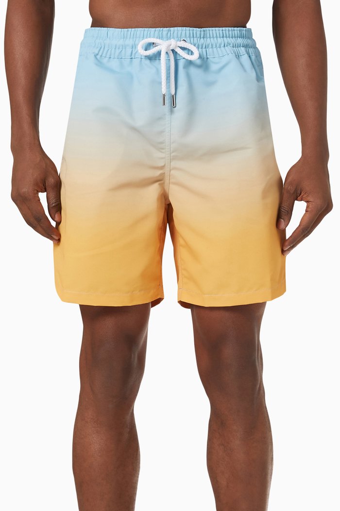 Dip Dye Print Board Swim Shorts in Recycled Fabric, Multicolour