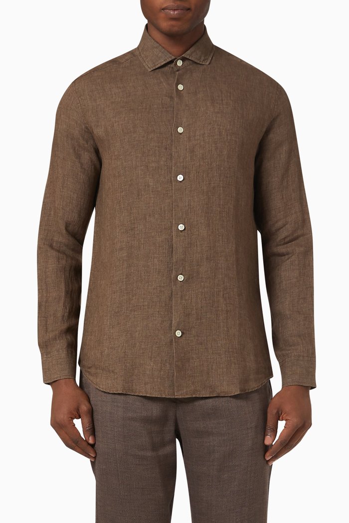 

Antonio Shirt in Linen, Brown