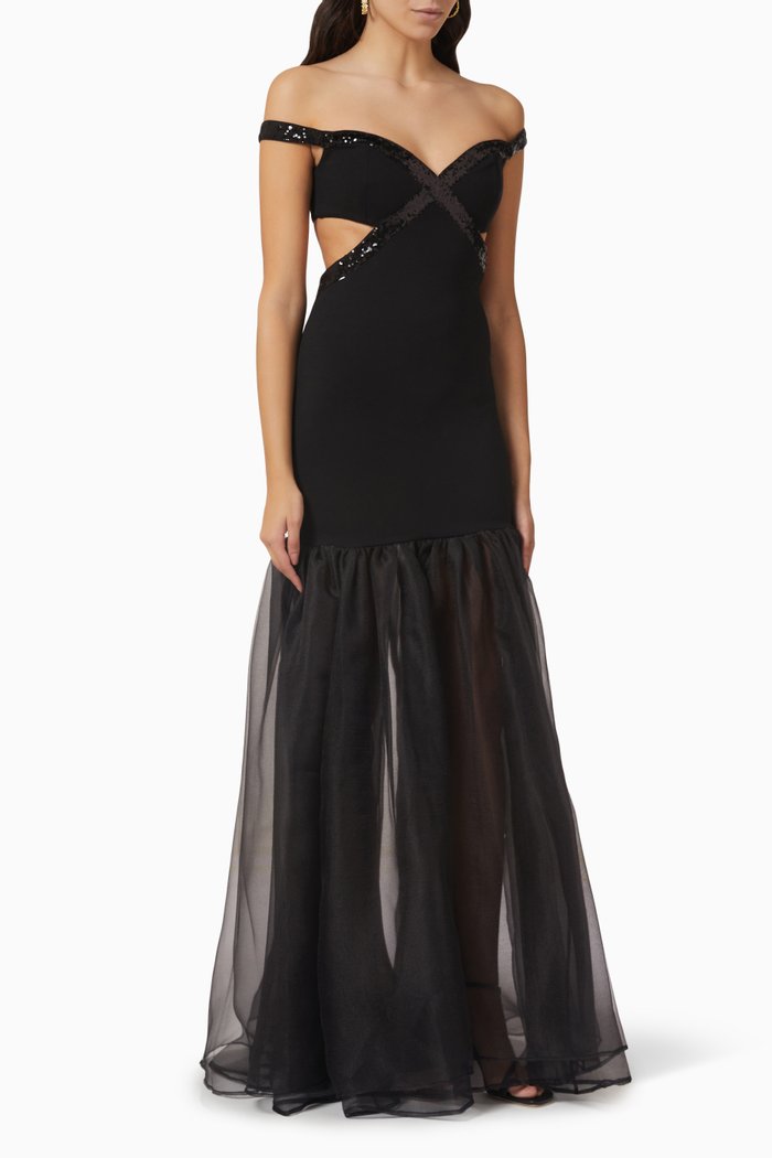 

Emmaline Dress in Stretch Crepe, Black