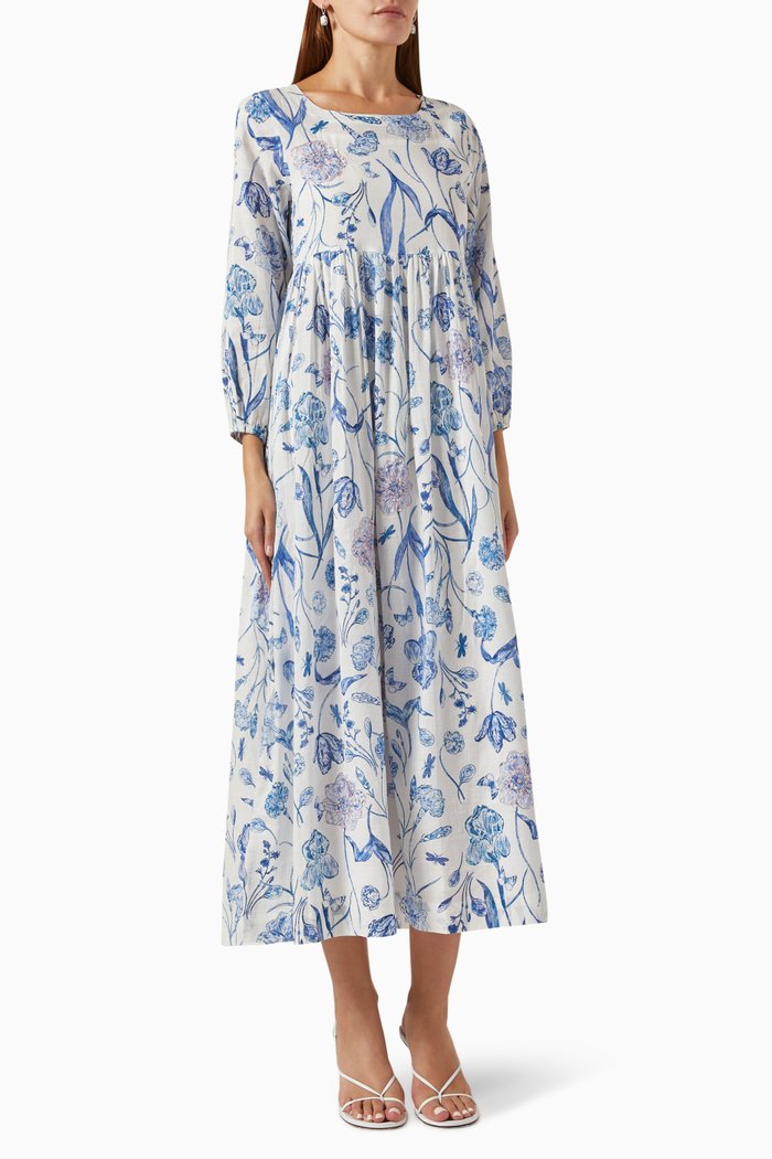 

Printed Midi Dress, Blue