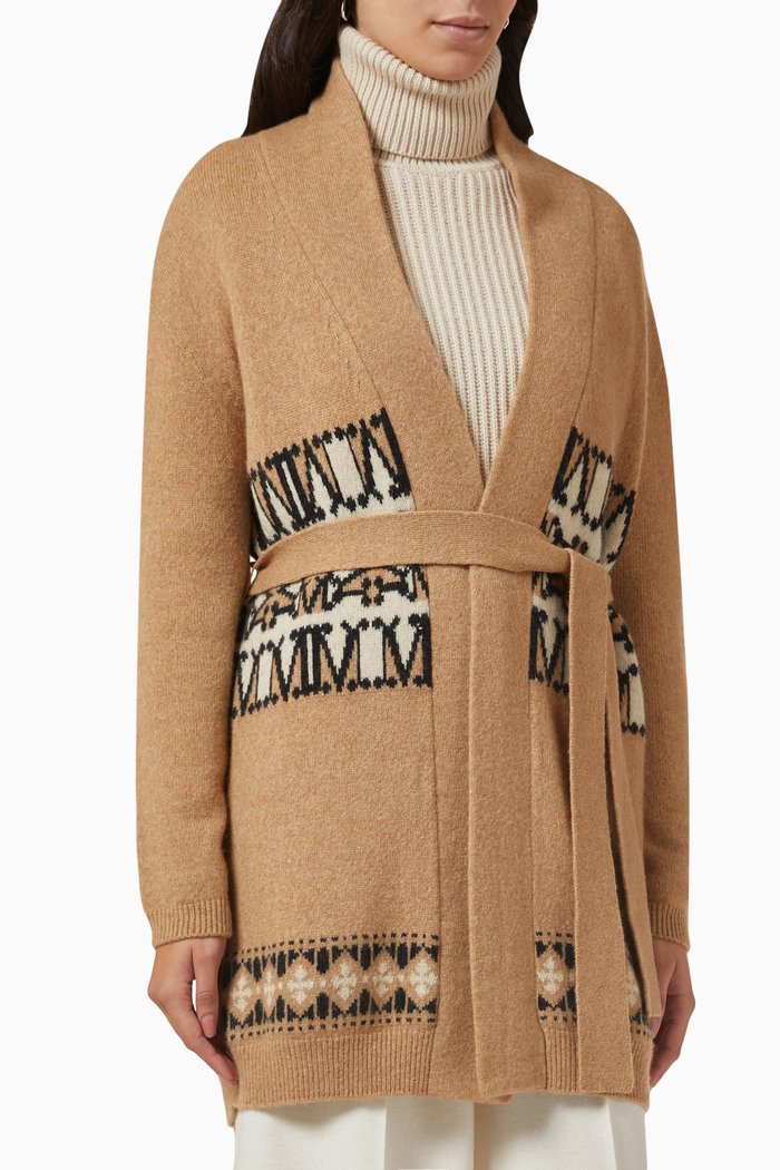 

Vanadio Belted Cardigan in Wool-knit, Brown