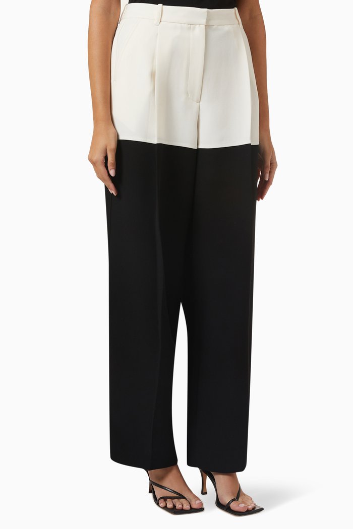 

Colour-block Wide-leg Pants in Cady, White