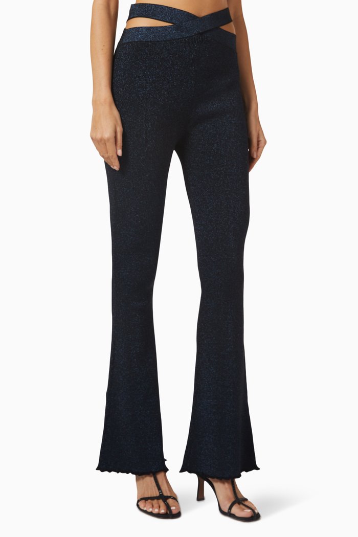 Crossover Pants in Marled Lurex, Black