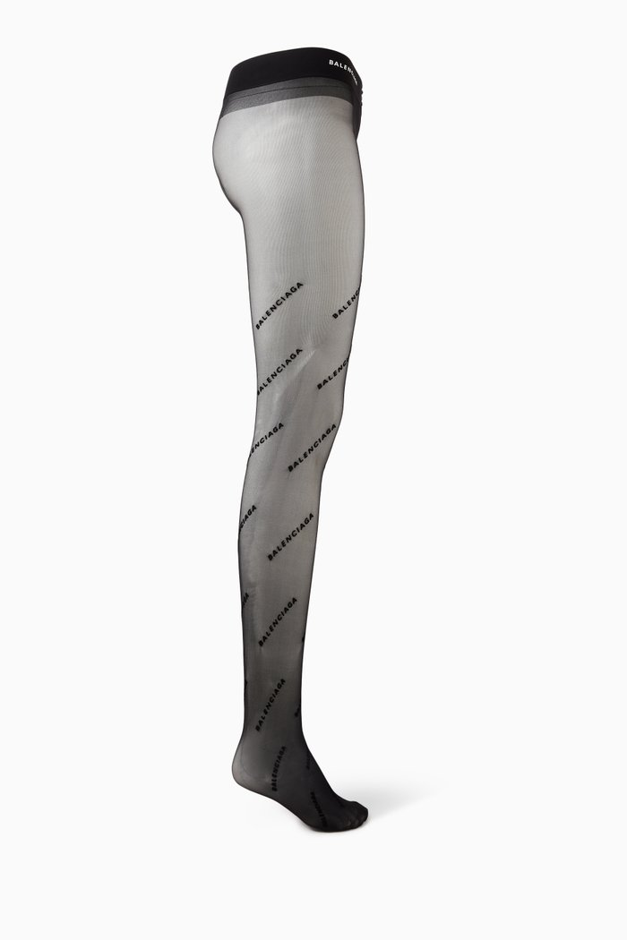 

Flocked-logo Sheer Tights, Black