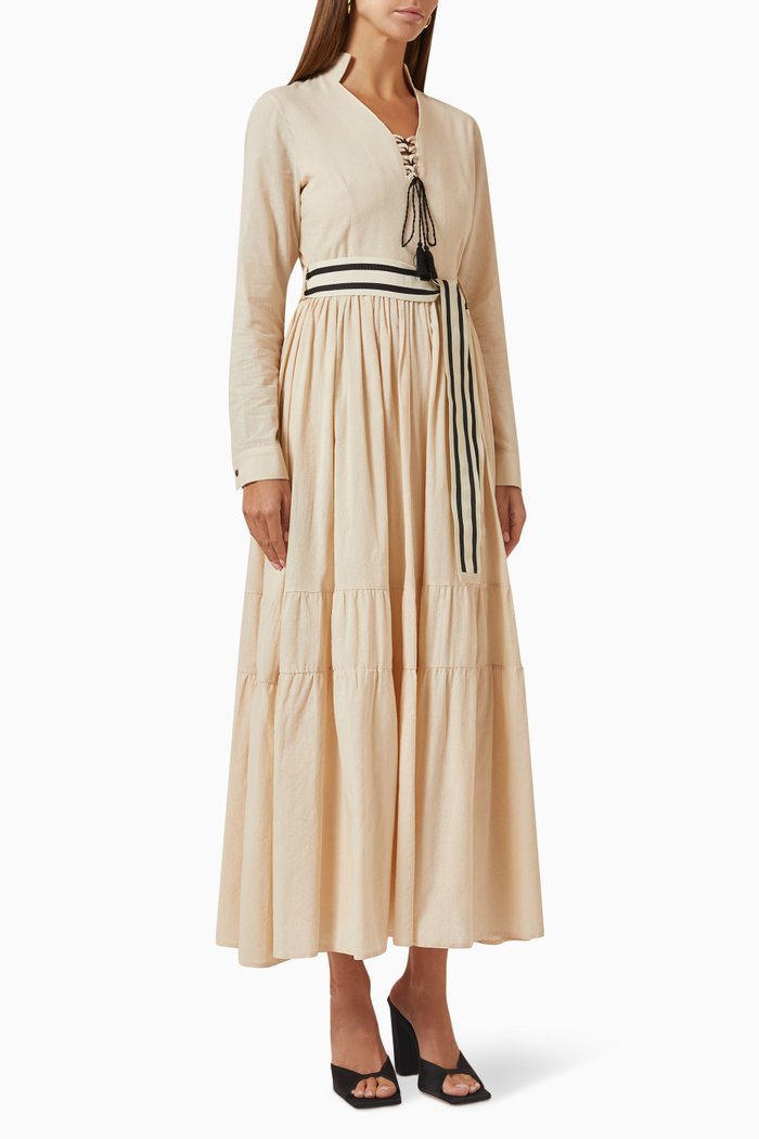 

Tiered Dress in Cotton, White