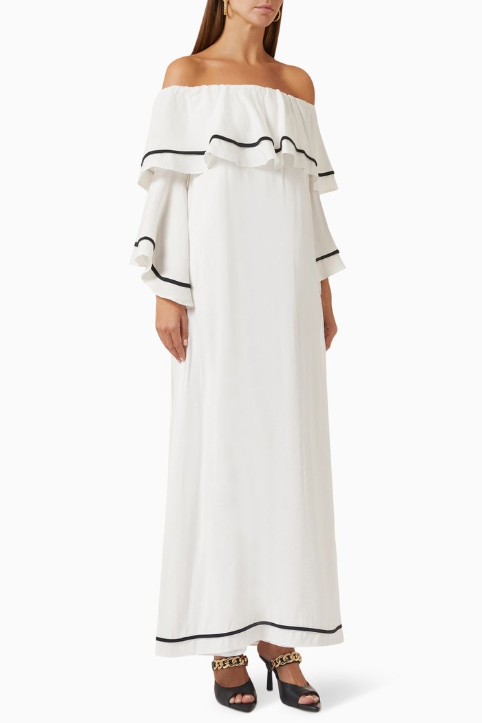 

Off-shoulder Maxi Dress in Modal Blend, White