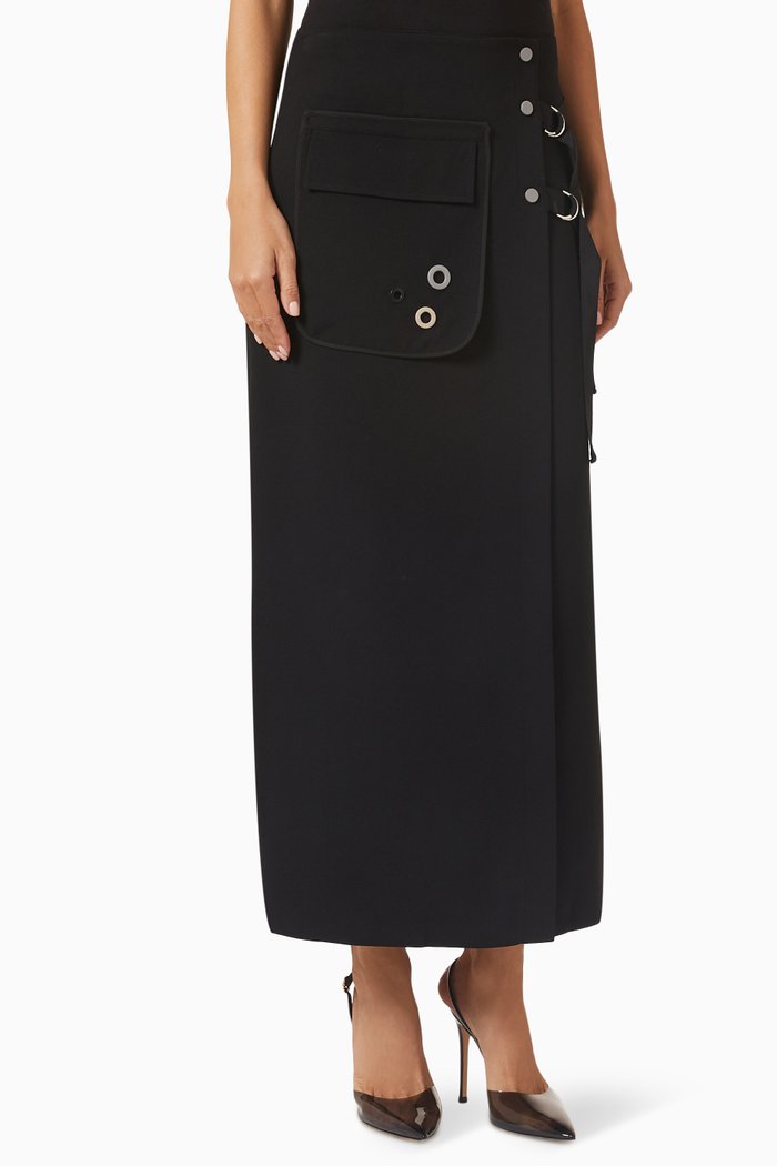 

Embellished Maxi Skirt in Crepe, Black