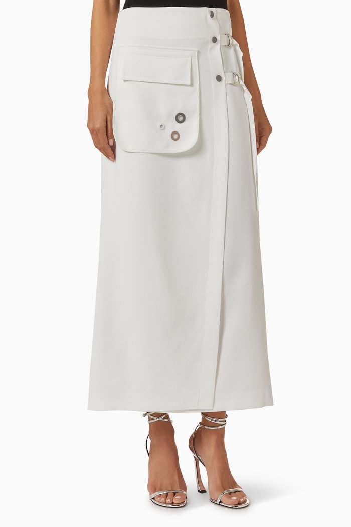 

Embellished Maxi Skirt in Crepe, White