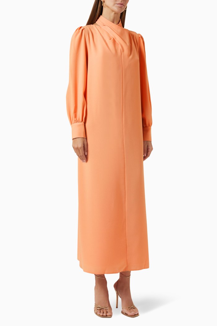 

Draped Column Dress in Crepe, Pink