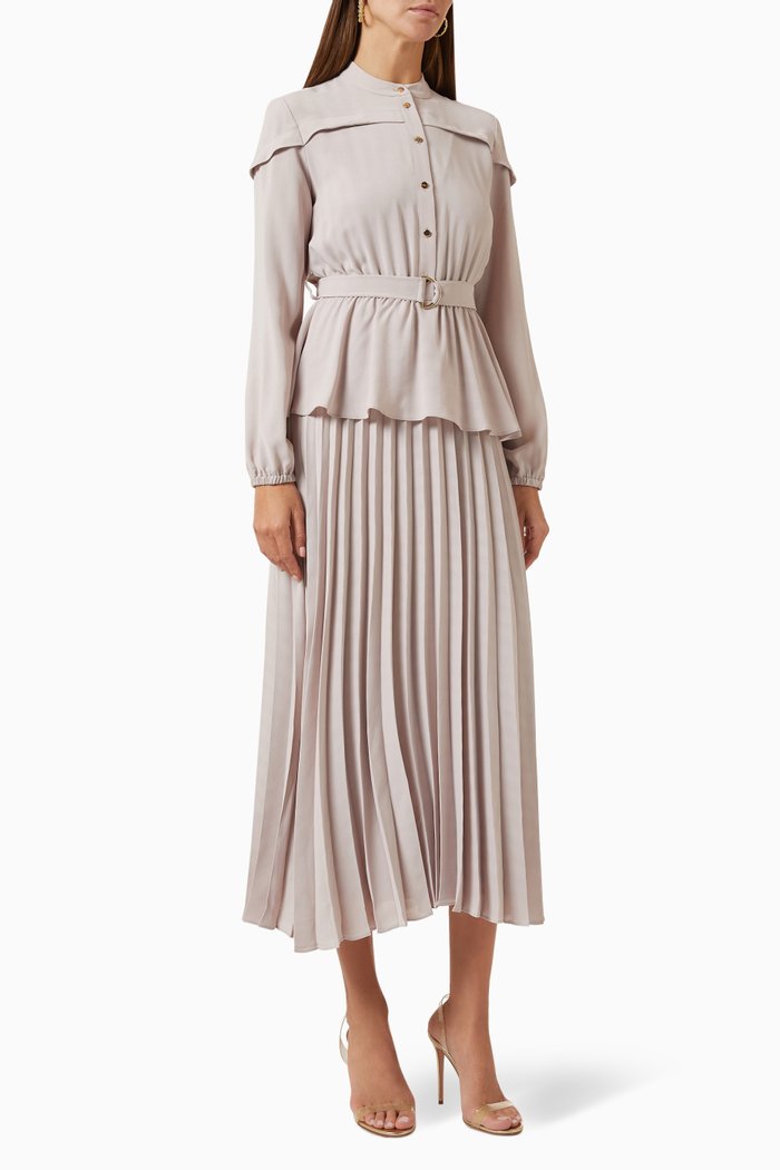 

Buttoned Midi Dress in Crepe, Neutral