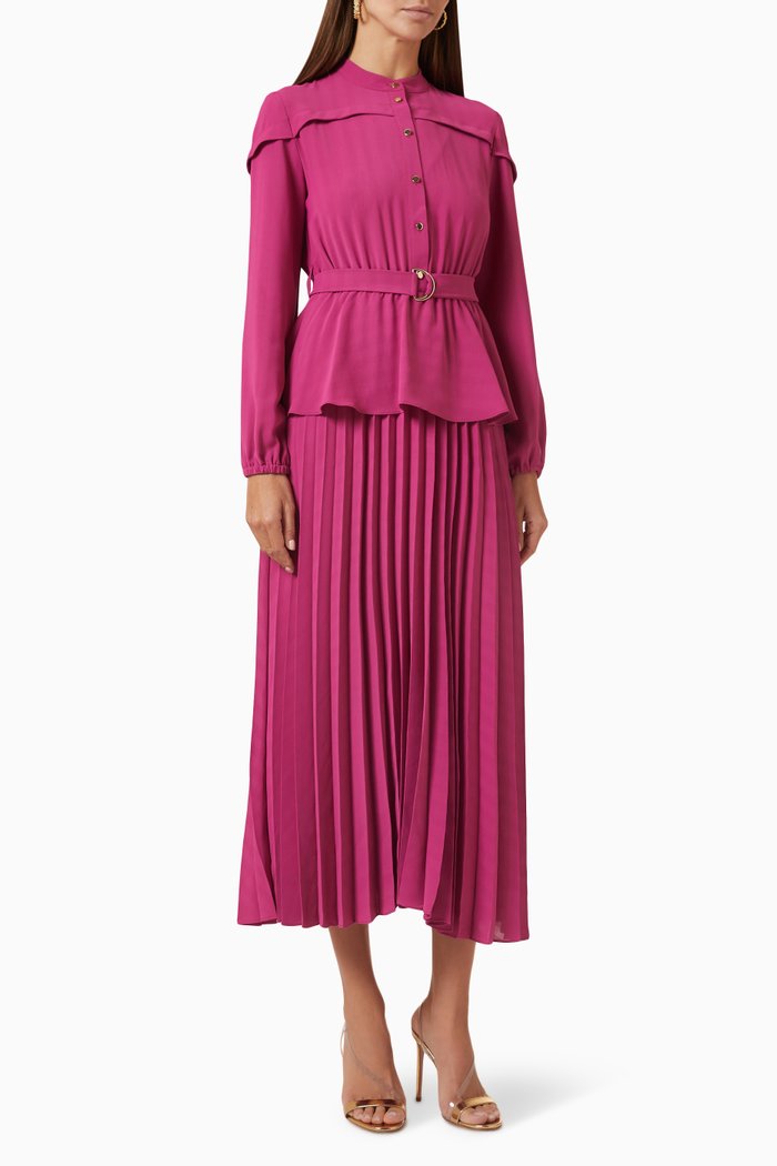

Buttoned Midi Dress in Crepe, Pink