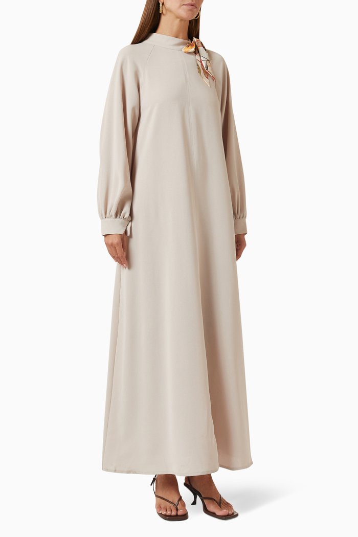

Bow Maxi Dress in Crepe, Neutral